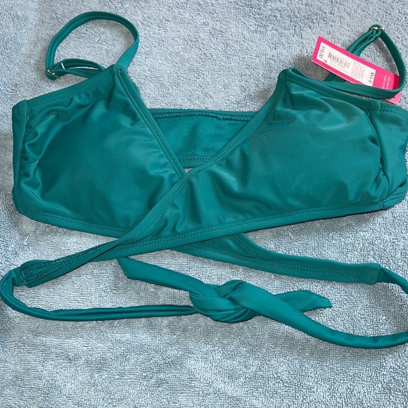 ☀️☀️Juniors Wrap Front Bralette Bikini Top - Xhilaration Teal Green XS or Medium - Picture 6 of 7
